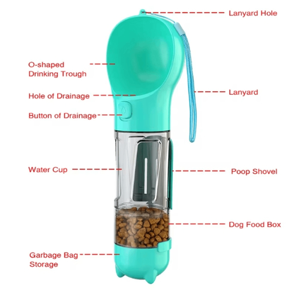3-in-1 Portable Pet Water Bottle and Food Dispenser